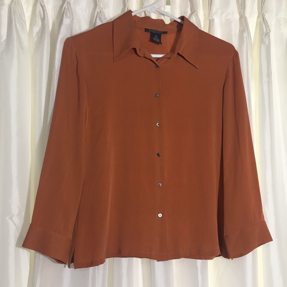 [Harold’s] Silk Burnt Orange Button Down Blouse